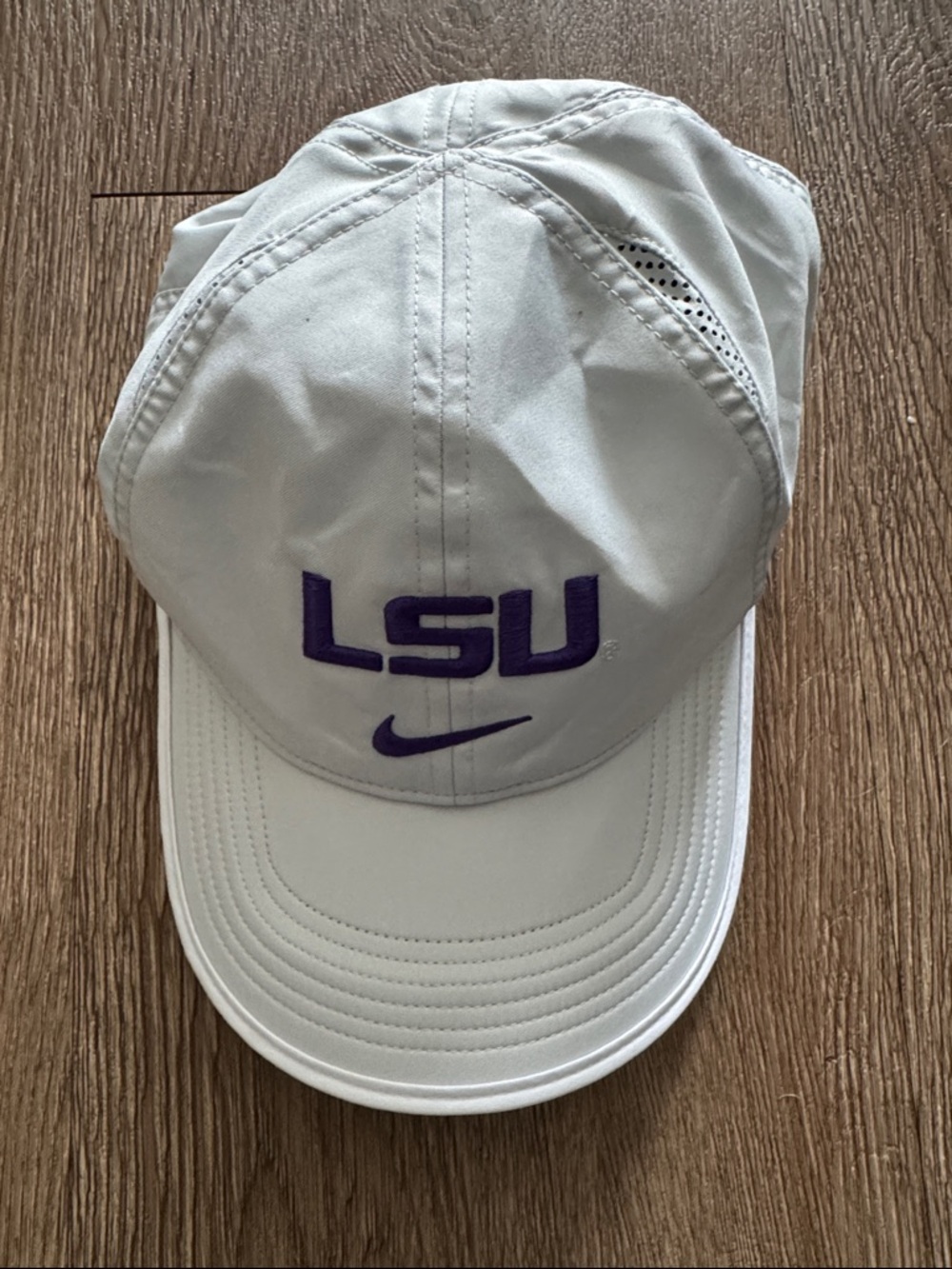 Nike White and Purple LSU Embroidered Swoosh Cap